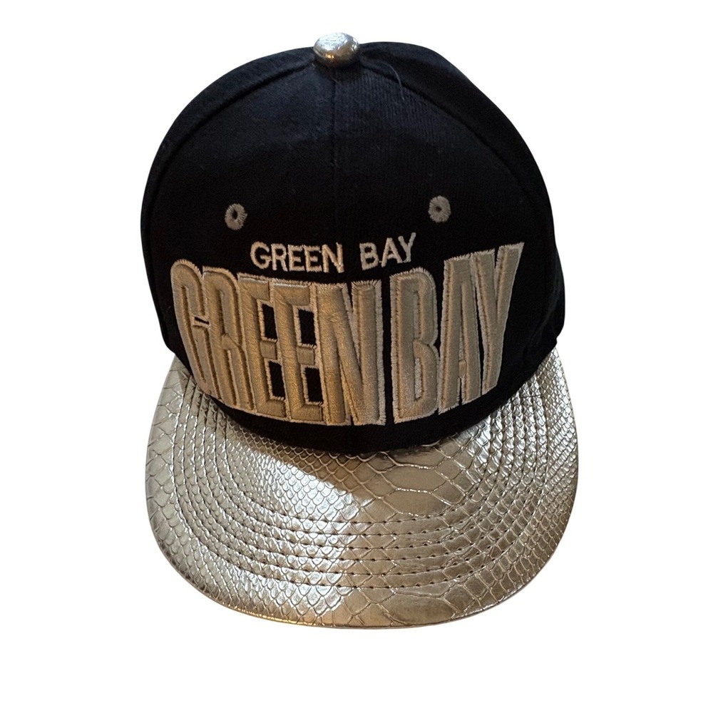 New League Green Bay Snapback Baseball Cap Silver Snake Texture Brim